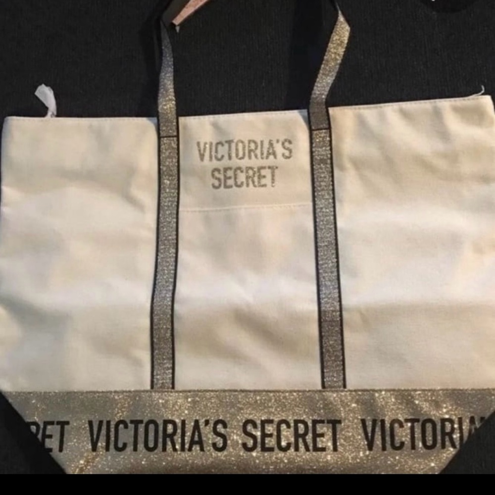 Victoria's Secret Glittering White and Gold Tote